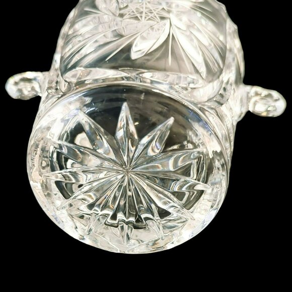 Vintage American Cut Crystal Ice Bucket with Handles & Pinwheel Design - Picture 4 of 5
